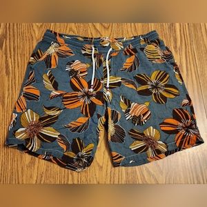 JOGAL Men's Flower Flat Front Casual Aloha Hawaiian Shorts